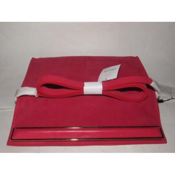 Halston Two Way Red Suede And Red Leather Cross Body Bag - Picture 10 of 12